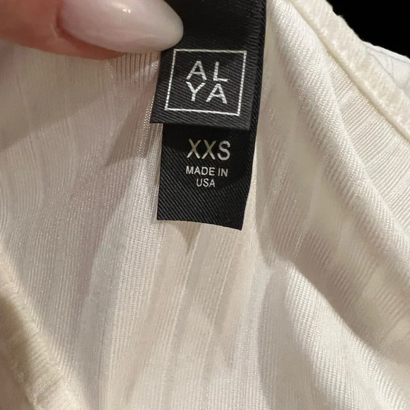 Designer inspired Alya Rib Long Sleeve Bodysuit & Blue Rain Patchwork Skit - Picture 6 of 8